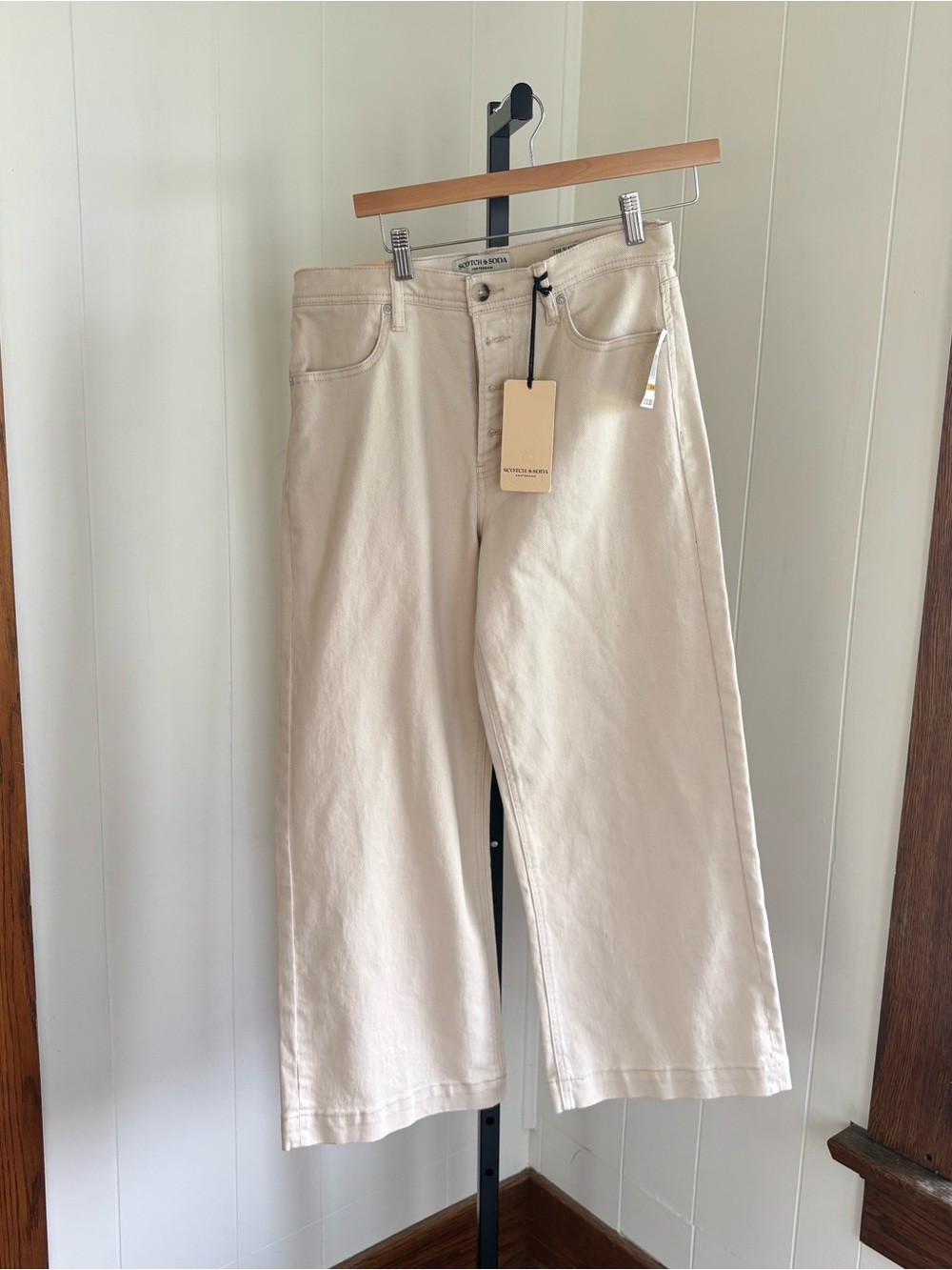 Scotch & Soda The Wave Wide Leg Jeans Ecru High Rise Womens 8/29 NWT - 30x26.5